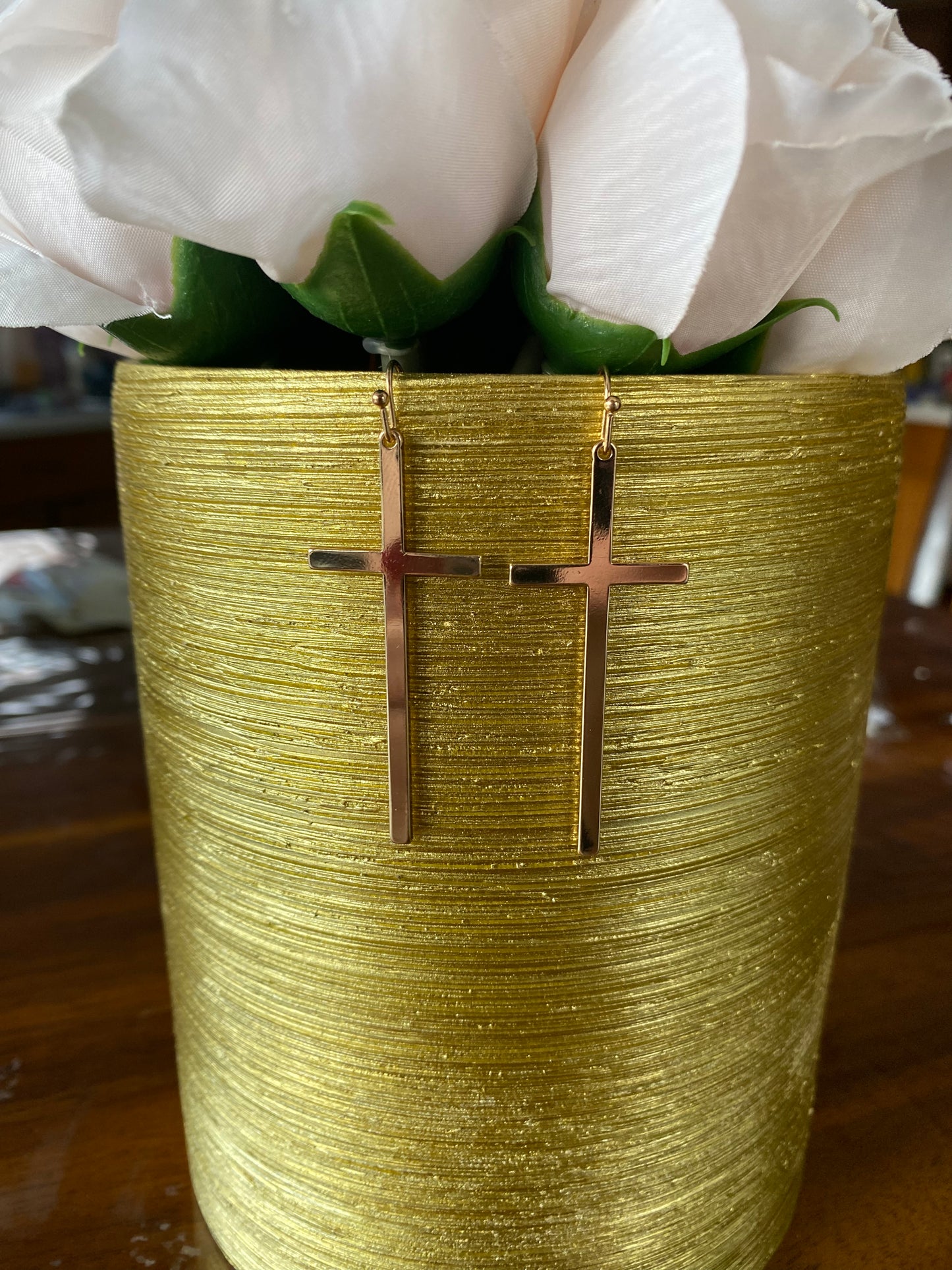 Gold Cross Earrings